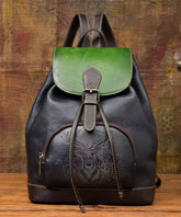 Leather Retro Calf Large Capacity Bag Brown Backpack